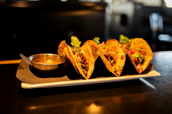 Tacos on a serving board